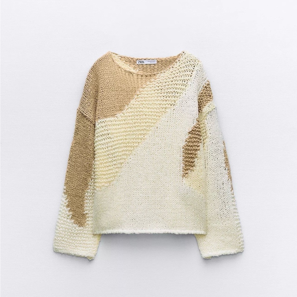 Zara Combination Knit Sweater, size Small